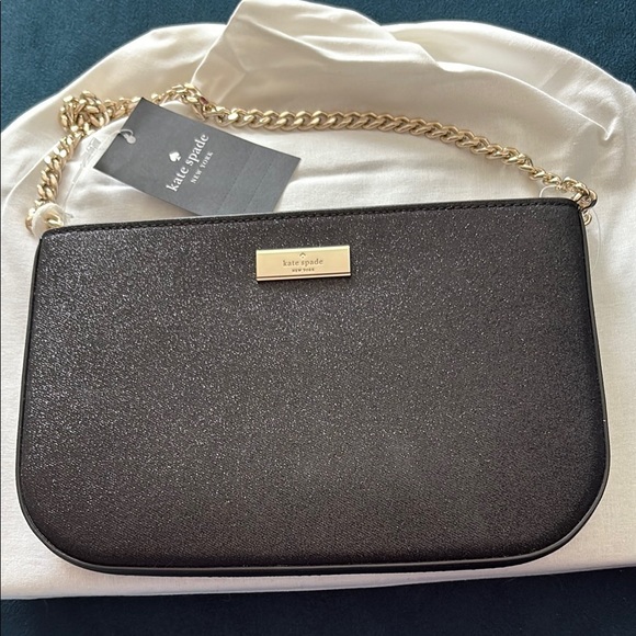 kate spade Handbags - Kate Spade Black and Gold Clutch with Chain Strap *NWT*